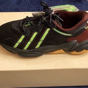 Adidas Men's Pusha T Ozweego Black with Green Stripes Sneakers